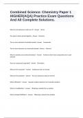 Combined Science: Chemistry Paper 1 HIGHER(AQA) Practice Exam Questions And All Complete Solutions.