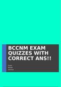 BCCNM EXAM QUIZZES WITH CORRECT ANS!!