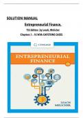 SOLUTION MANUAL For Entrepreneurial Finance, 7th Edition by J. Chris Leach, Ronald W. Melicher, All Chapters 1 to 16 complete Verified editon ISBN:9780357442043