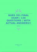 NURS 351 FINAL EXAM | 130 QUESTIONS | WITH ACTUAL ANSWERS!!