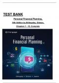 TEST BANK Personal Financial Planning, 16th Edition by Billingsley, Gitman, All Chapters 1 to 15  complete Verified editon