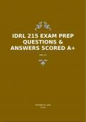 IDRL 215 EXAM PREP QUESTIONS & ANSWERS SCORED A+