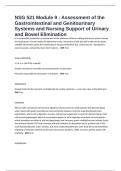 NSG 521 Module 9 : Assessment of the Gastrointestinal and Genitourinary Systems and Nursing Support of Urinary and Bowel Elimination