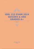 IDRL 215 EXAM 2024 QUIZZES & ANS GRADED A+