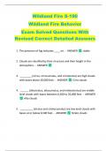 Wildland Fire S-190   Wildland Fire Behavior   Exam Solved Questions With  Revised Correct Detailed Answers