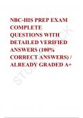 NBC-HIS PREP EXAM COMPLETE  QUESTIONS WITH DETAILED VERIFIED ANSWERS (100% CORRECT ANSWERS) / ALREADY GRADED A+