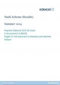 EDEXCEL Economics A 8EC0 01 Paper 1: mark-scheme Introduction to Markets and Market Failure  May 2024