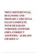 NR511 DIFFERENTIAL DIAGNOSIS AND PRIMARY CARE FINAL EXAM COMPLETE WITH DETAILED VERIFIED ANSWERS (100% CORRECT ANSWERS) / ALREADY GRADED A+