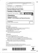 EDEXCEL Chemistry 8CH0 01 Paper 1: question-paper Core Inorganic and Physical Chemistry  May 2024