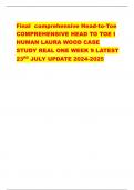 Final comprehensive Head-to-Toe  COMPREHENSIVE HEAD TO TOE I  HUMAN LAURA WOOD CASE  STUDY REAL ONE WEEK 9 LATEST 23RD JULY UPDATE 2024-2025 1: Physical Exam: #1 - correct answerGeneral Survey: Documentation should contain a statement  regarding the patie