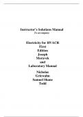 Solutions and Laboratory Manual for Electricity for HVACR 1st Edition by Joseph Moravek