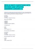 HESI A2 MATH QUESTIONS WITH REVISED AND UPDATED ANSWERS (GRADED A) 