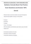 Esthetics Colorado Board Test Practice Exam Questions and Answers 100% Solved