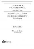 Solution Manual for Elementary Algebra for College Students 10th Edition By Angel, Runde