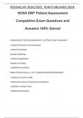 HOSA EMT Patient Assessment Competition Exam Questions and Answers 100% Solved