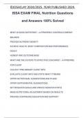 ISSA EXAM FINAL Nutrition Questions and Answers 100% Solved