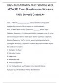 NFPA 921 Exam Questions and Answers 100% Solved | Graded A+