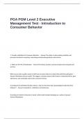 PGA PGM Level 2 Executive Management Test Questions and Answers- Introduction to Consumer Behavior