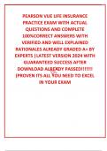 PEARSON VUE LIFE INSURANCE PRACTICE EXAM WITH ACTUAL QUESTIONS AND COMPLETE 100%CORRECT ANSWERS WITH VERIFIED AND WELL EXPLAINED RATIONALES ALREADY GRADED A+ BY EXPERTS |LATEST VERSION 2024 WITH GUARANTEED SUCCESS AFTER DOWNLOAD ALREADY PASSED!!!!!!! (PRO