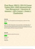 Final Exam: NR572 / NR 572 (Latest Update 2024 / 2025) Advanced Acute Care Management | Questions & Answers | 100% Correct | Grade A - Chamberlain