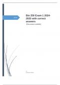 Bio 250 Exam 1 2024-2025 with correct answers.