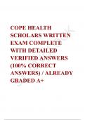 COPE HEALTH SCHOLARS WRITTEN EXAM COMPLETE WITH DETAILED VERIFIED ANSWERS (100% CORRECT ANSWERS) / ALREADY GRADED A+COPE Health Scholars Written Exam