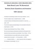 State Board Laws TN (Numerical Version) Exam Questions and Answers 100% Solved