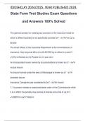 State Farm Test Studies Exam Questions and Answers 100% Solved