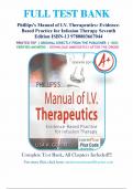 Test Bank for Phillips's Manual of I.V. Therapeutics, 7th Edition by Lisa Gorski, 9780803667044, Covering Chapters 1-12 | Includes Rationales