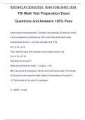 TSI Math Test Preperation Exam Questions and Answers 100% Pass