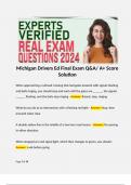 Michigan Drivers Ed Final Exam Q&A/ A+ Score Solution