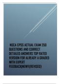 NSCA CPSS ACTUAL EXAM 250  QUESTIONS AND CORRECT  DETAILED ANSWERS TOP RATED  VERSION FOR ALREADY A GRADED  WITH EXPERT  FEEDBACK|NEW!!{REVISED}