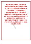 NR509 FINAL EXAM  ADVANCED PHYSICAL ASSESSMENT EXAM WITH ACTUAL QUESTIONS AND COMPLETE 100%CORRECT ANSWERS WITH VERIFIED AND WELL EXPLAINED RATIONALES ALREADY GRADED A+ BY EXPERTS |LATEST VERSION 2024 WITH GUARANTEED SUCCESS AFTER DOWNLOAD ALREADY PASSED!