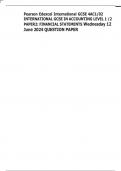 Pearson Edexcel International GCSE 4AC1/02 INTERNATIONAL GCSE IN ACCOUNTING LEVEL 1 /2 PAPER2: FINANCIAL STATEMENTS Wednesday 12 June 2024 QUESTION PAPER