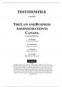 Test Bank For Law and Business Administration in Canada, The, 15th Edition by J E. Smyth, Dan Soberman, A J. Easson, Shelley McGill Chapter 1-32