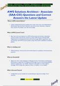 AWS Solutions Architect - Associate  (SAA-C03) Questions and Correct  Answers the Latest Update