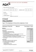 VERIFIED/AQA 2024 A-level PHILOSOPHY Paper 2 The metaphysics of God and the metaphysics of mind MERGED QUESTION PAPER> MARK SCHEME> 100% GUARANTEE 