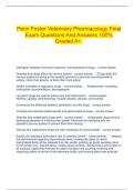  Penn Foster Veterinary Pharmacology Final Exam Questions And Answers 100% Graded A+.