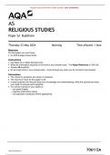 VERIFIED/AQA 2024 7061/2A AS RELIGIOUS STUDIES Paper 2A Buddhism MERGED QUESTION PAPER> MARK SCHEME> 100% GUARANTEE 