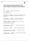 Penn Foster Pharmacology Proctor Exam Practice questions with answers