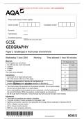 VERIFIED/AQA 2024 GCSE GEOGRAPHY 8035/2 Paper 2 Challenges in the human environment MERGED QUESTION PAPER> MARK SCHEME> 100% GUARANTEE 