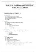 HLSC 2P09 Final EXAM COMPLETE STUDY GUIDE Brock University