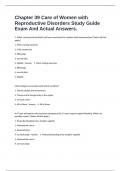 Chapter 39 Care of Women with Reproductive Disorders Study Guide Exam And Actual Answers.