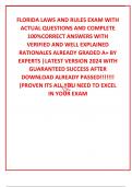 FLORIDA LAWS AND RULES EXAM WITH   ACTUAL QUESTIONS AND COMPLETE 100%CORRECT ANSWERS WITH VERIFIED AND WELL EXPLAINED RATIONALES ALREADY GRADED A+ BY EXPERTS |LATEST VERSION 2024 WITH GUARANTEED SUCCESS AFTER DOWNLOAD ALREADY PASSED!!!!!!! (PROVEN ITS ALL