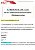 ATI Form C Mental Health Proctored Exam (2023 / 2024) with NGN Questions and Verified Rationalized Answers, 100% Passing Score Guarantee 