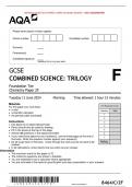 VERIFIED/AQA 2024 GCSE COMBINED SCIENCE: TRILOGY Foundation Tier  Chemistry Paper 2F MERGED QUESTION PAPER> MARK SCHEME>INSERT> 100% GUARANTEE 