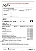 VERIFIED/AQA 2024 GCSE COMBINED SCIENCE: TRILOGY H Higher Tier Chemistry Paper 1H MERGED QUESTION PAPER> MARK SCHEME>INSERT> 100% GUARANTEE 