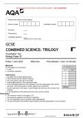 VERIFIED/AQA 2024 GCSE COMBINED SCIENCE 8464/B/2F: TRILOGY Foundation Tier Biology Paper 2F MERGED QUESTION PAPER> MARK SCHEME>INSERT> 100% GUARANTEE 