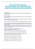 CPP CERTIFIED PAYROLL PROFESSIONAL APA MASTER EXAM PRACTICE QUESTIONS AND ANSWERS