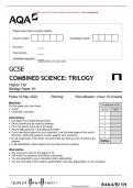 VERIFIED/AQA 2024 GCSE COMBINED SCIENCE 8464/B/1H: TRILOGY H Higher Tier Biology Paper 1H MERGED QUESTION PAPER> MARK SCHEME>INSERT> 100% GUARANTEE 